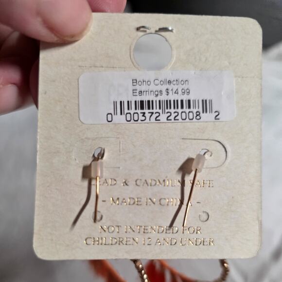 A Project New boho sparkly bead hoop earrings with orange tassels - Picture 4 of 5